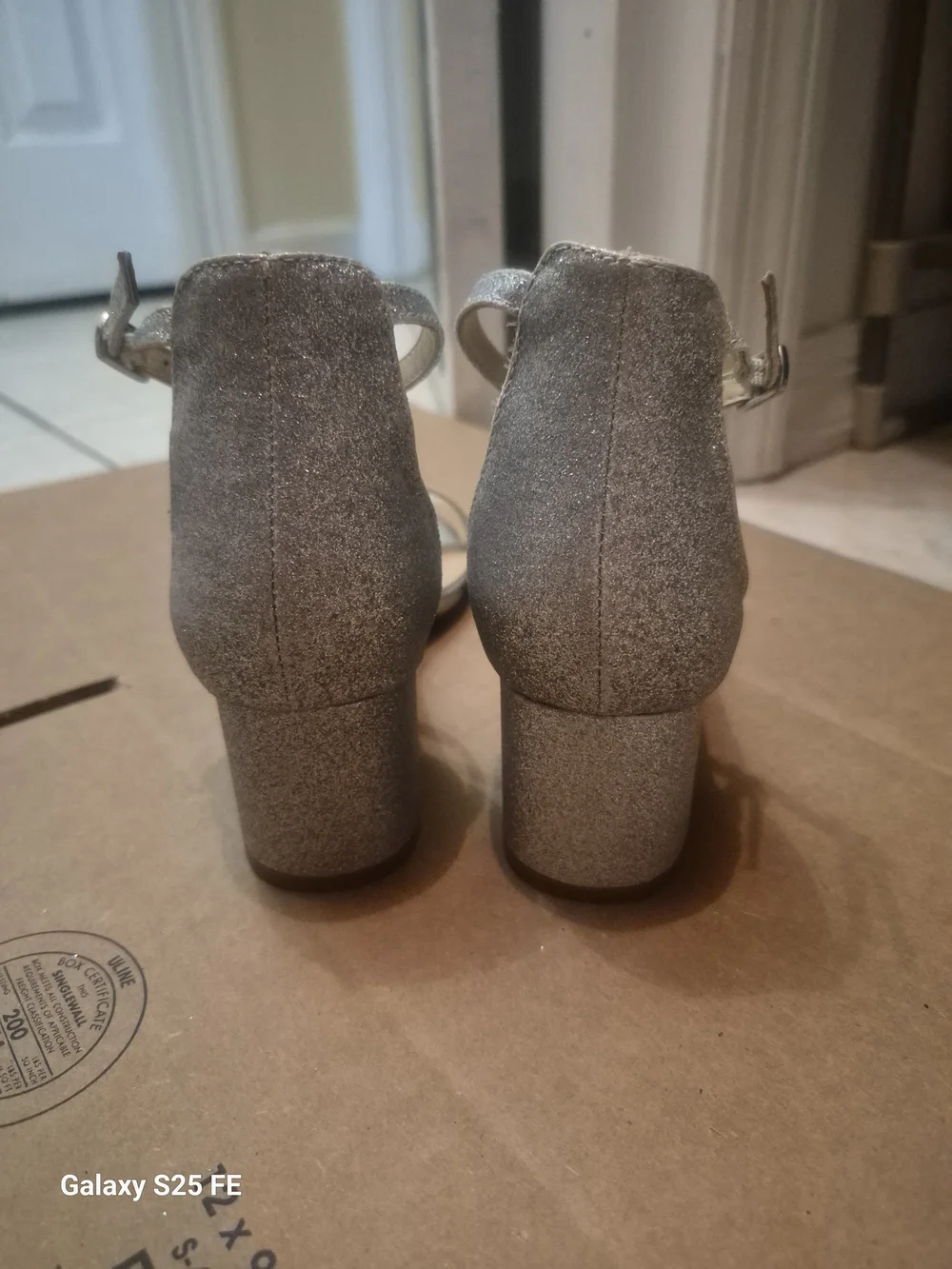 Betsey Johnson Silver Glitter Block Heel Sandals